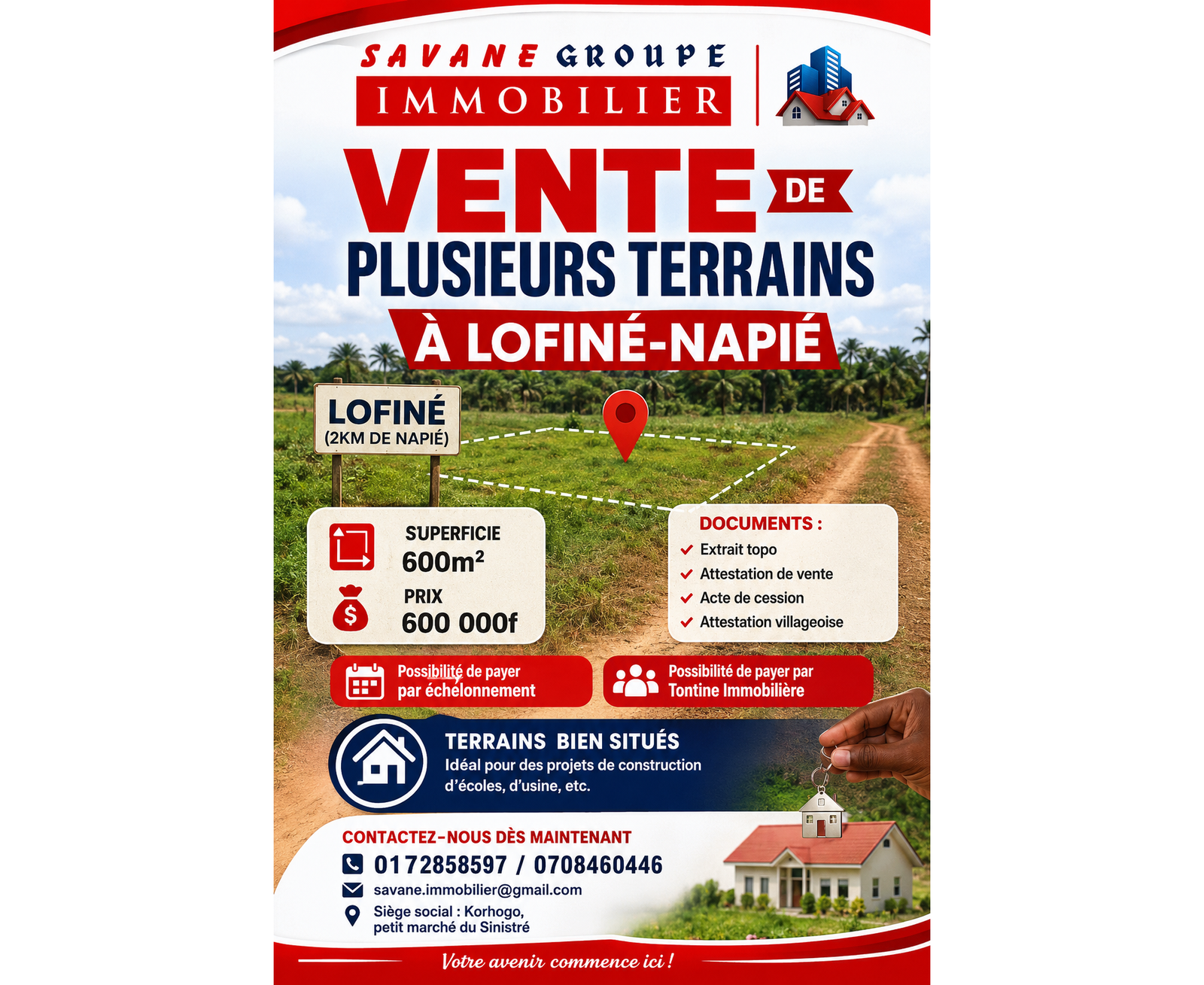 Plusieurs lots de terrain en vente